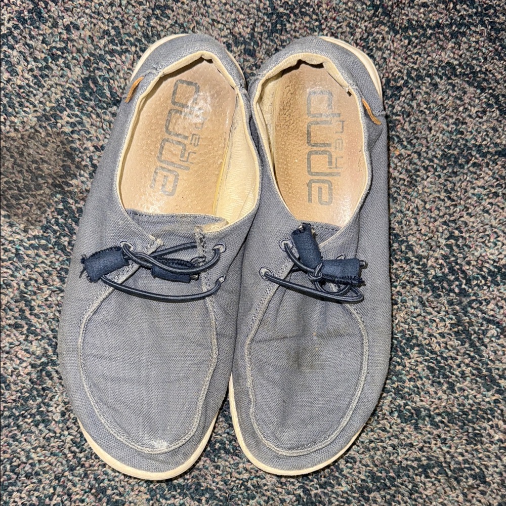 Hey Dude women’s Blue and Cream Loafers
